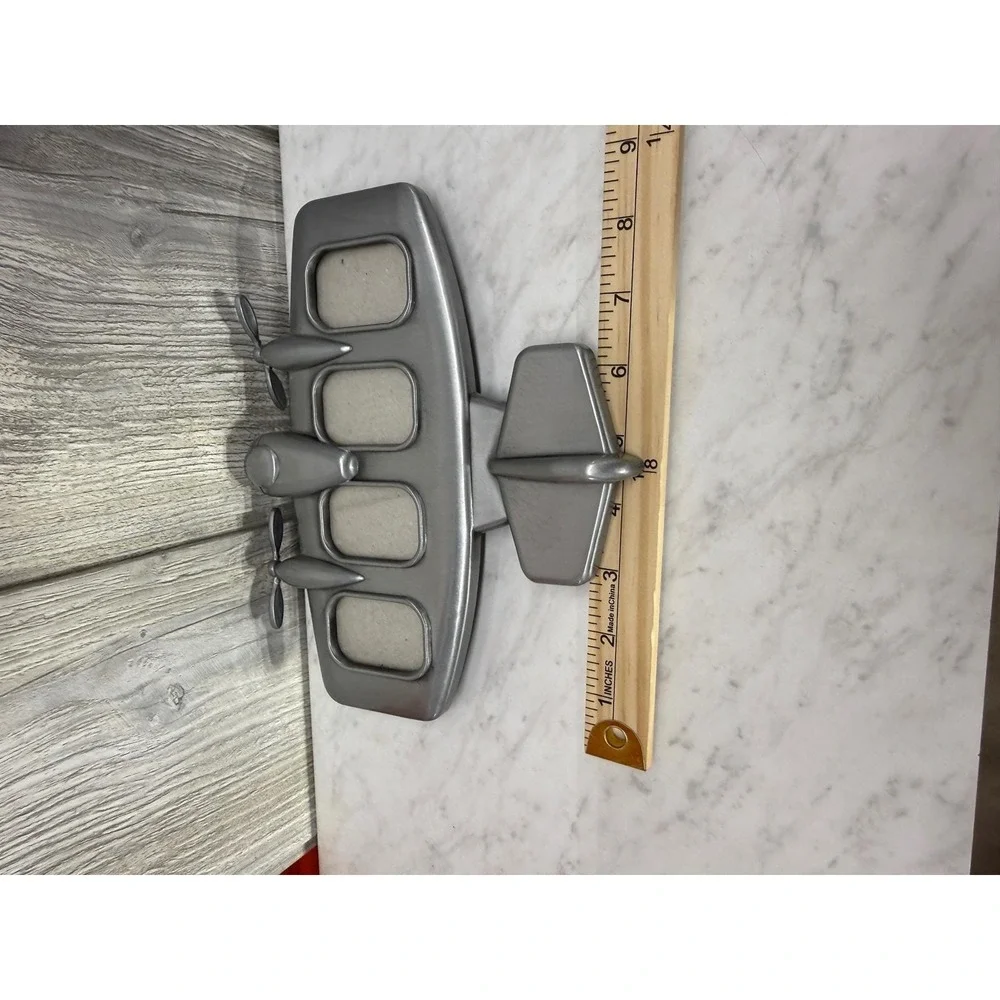 Malden Airplane Picture Frame Silver Metallic 4 Opening Aviation Decor 485-40